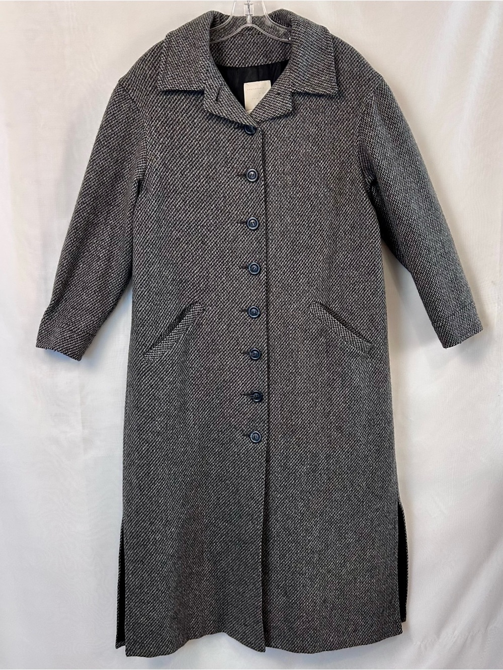 J. Jill Women’s Wool Tweed Button Front Long Winter Coat / Size 8 Petite